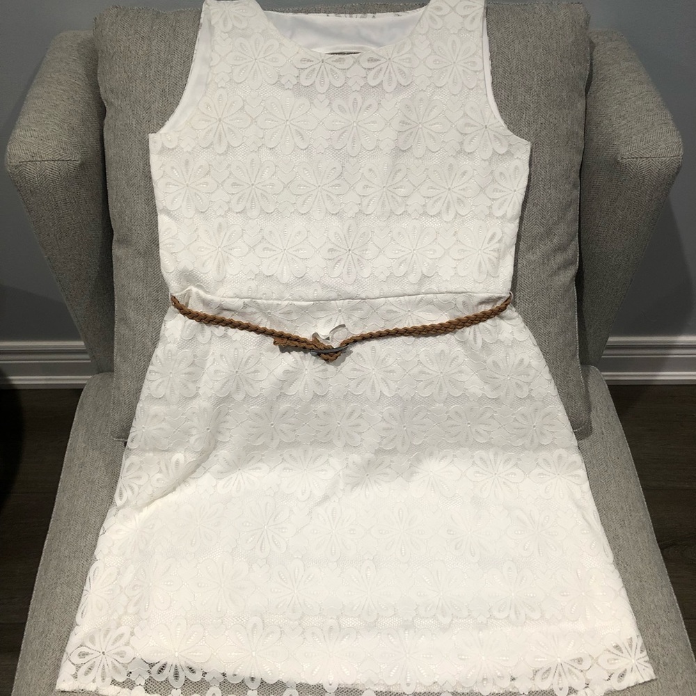 White dress with belt